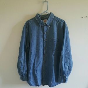 Open Trails Mens Denim Shirt Size Large